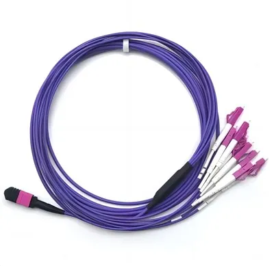 3. 0 mm Polarity B 12f MPO MTP -8 LC Multimode wiązka wiązki fanout OM4 Voilet Plenum OBRAWA